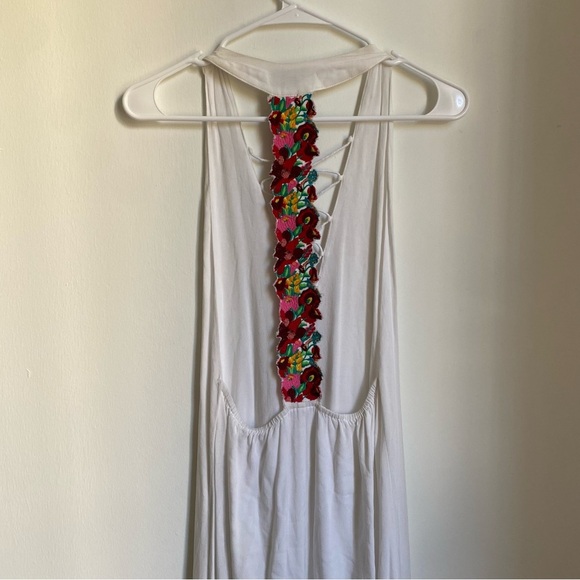 Show me your Mumu Voyage White Lace Up V Neck Halter Maxi Dress S - Picture 5 of 6